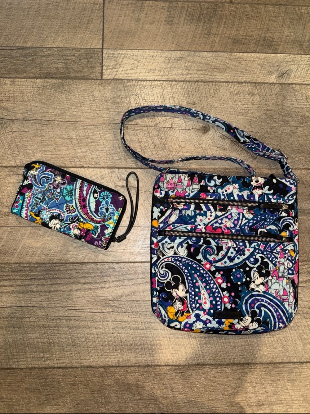 Disney Vera Mickey Paisley Celebration Hipster Crossbody & Wristlet